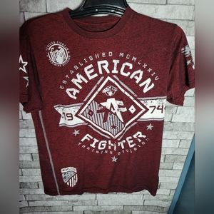 American Fighter Maroon Mens Tee Shirt Size Medium‎